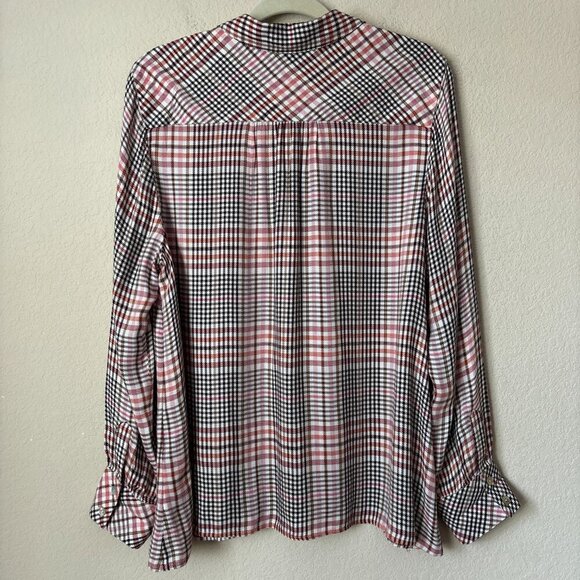 J. Jill Glen Plaid Ruffle Front Button Up Long Sleeve Shirt Blouse Top - Picture 11 of 11